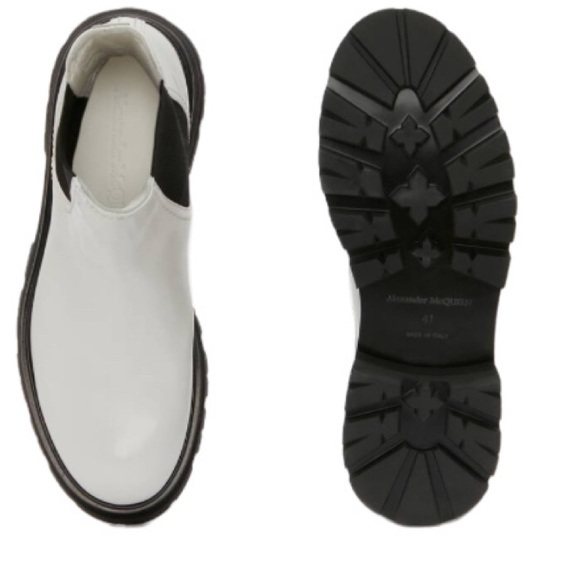 NWOB Alexander McQueen Ivory Leather Rave Chelsea High-Top Boots - Sz 9 - Picture 2 of 13